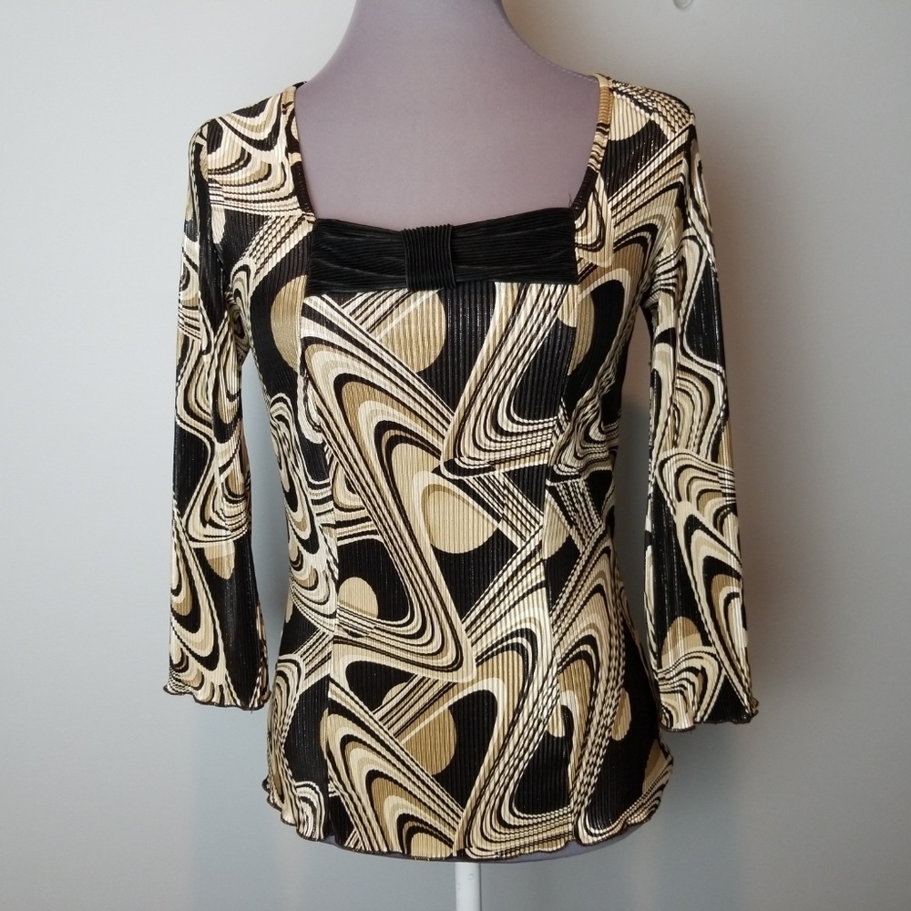 Nicola Stretchy Micro Pleated Blouse Medium y2k retro  70s Psychedelic